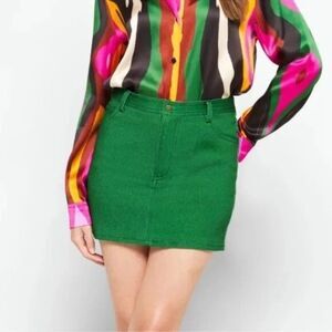 Megan Renee Denim Mini Skirt Kelly Green Size 35